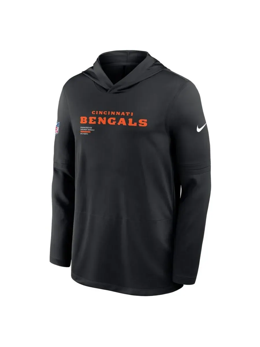Nike Мужская черная толстовка с длинными рукавами Cincinnati Bengals Sideline Pure Fury Performance — изображение 4 из 5