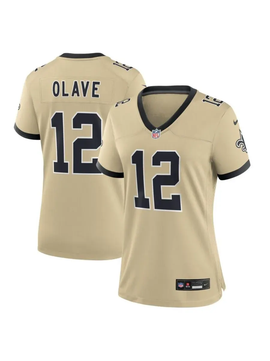Nike Женская золотая футболка Chris Olave New Orleans Saints Gameday Golds (альтернативная игровая