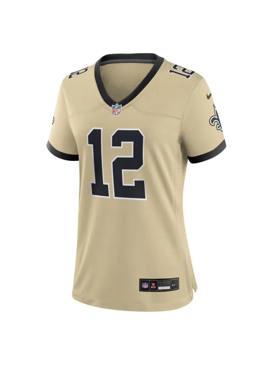 Nike Женская золотая футболка Chris Olave New Orleans Saints Gameday Golds (альтернативная игровая — изображение 3 из 3
