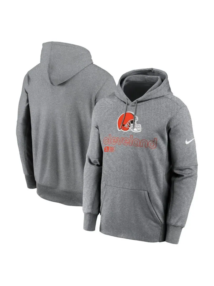 Nike Мужская толстовка с капюшоном цвета меланж (серый) с символикой команды Cleveland Browns