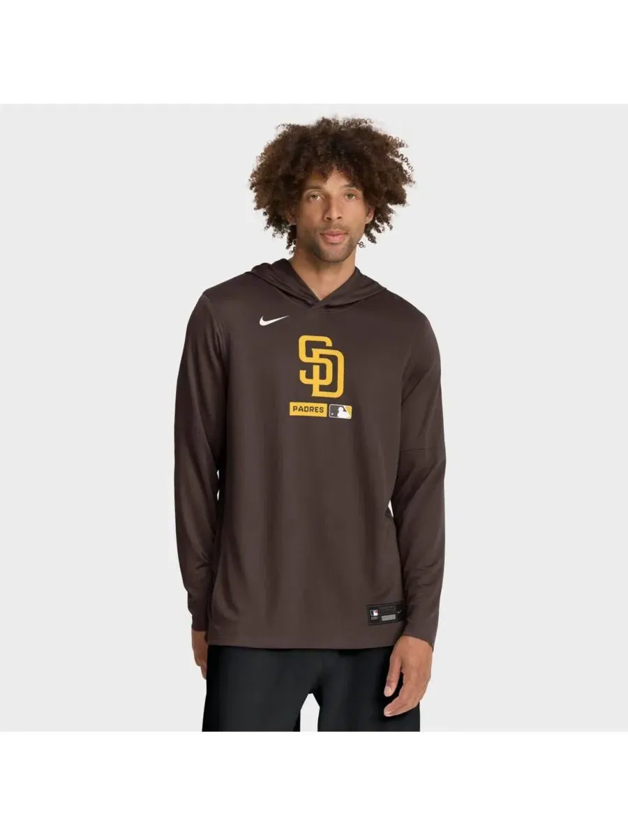 Мужская коричневая футболка с длинными рукавами и капюшоном San Diego Padres Authentic Collection