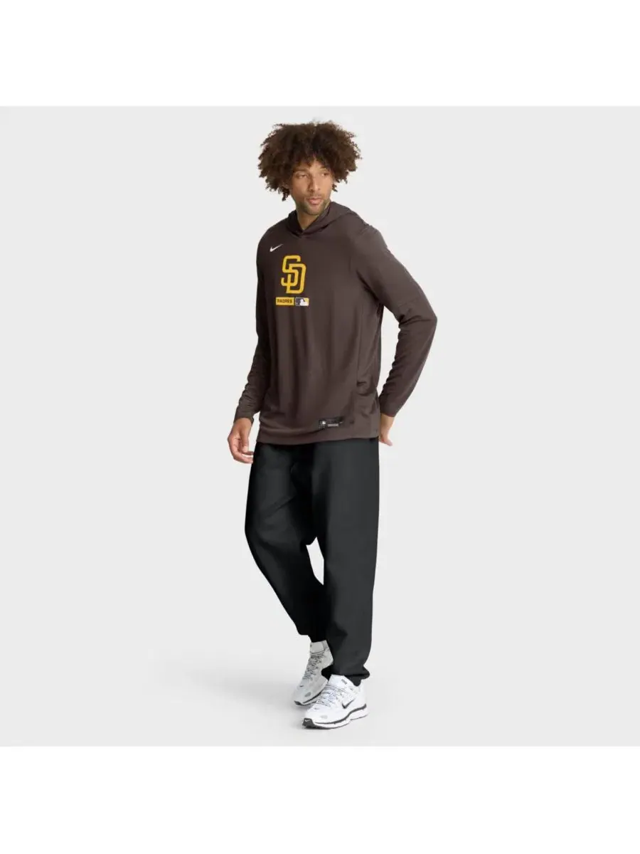 Мужская коричневая футболка с длинными рукавами и капюшоном San Diego Padres Authentic Collection — изображение 3 из 5