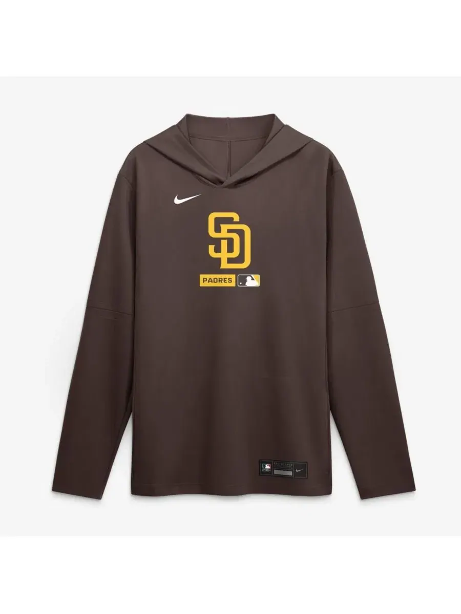 Мужская коричневая футболка с длинными рукавами и капюшоном San Diego Padres Authentic Collection — изображение 4 из 5