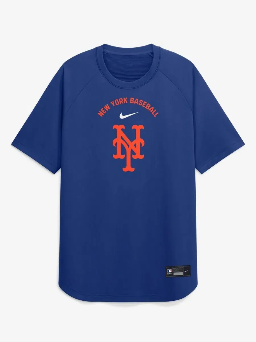 Мужская футболка-реглан из аутентичной коллекции Royal New York Mets, предназначенная для — изображение 3 из 5, королевский