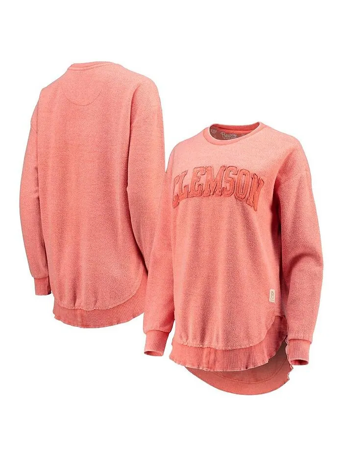 Женский оранжевый рваный свитшот Clemson Tigers Ponchoville Pullover Pressbox