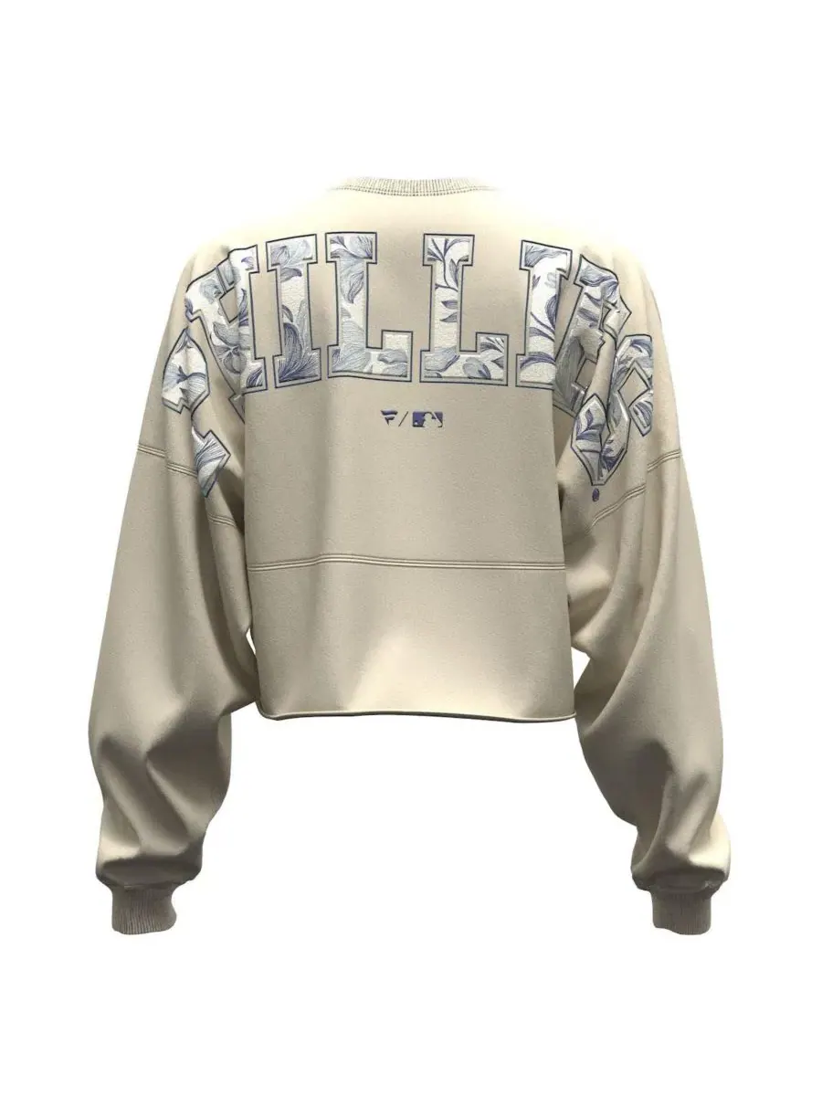 Футболка женская с принтом Philadelphia Phillies, модель Spirit Floral Script Fanatics — изображение 3 из 4, светлый бежевый