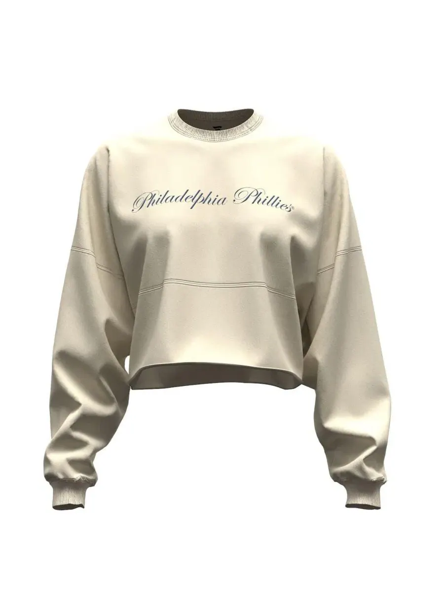 Футболка женская с принтом Philadelphia Phillies, модель Spirit Floral Script Fanatics — изображение 4 из 4, светлый бежевый