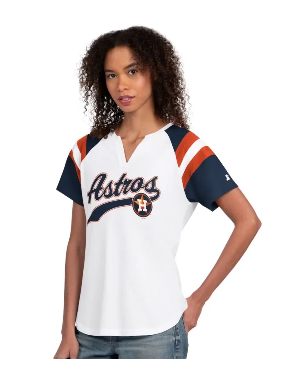 Футболка с вырезом-лодочкой Houston Astros Game On Notch Neck Raglan Starter