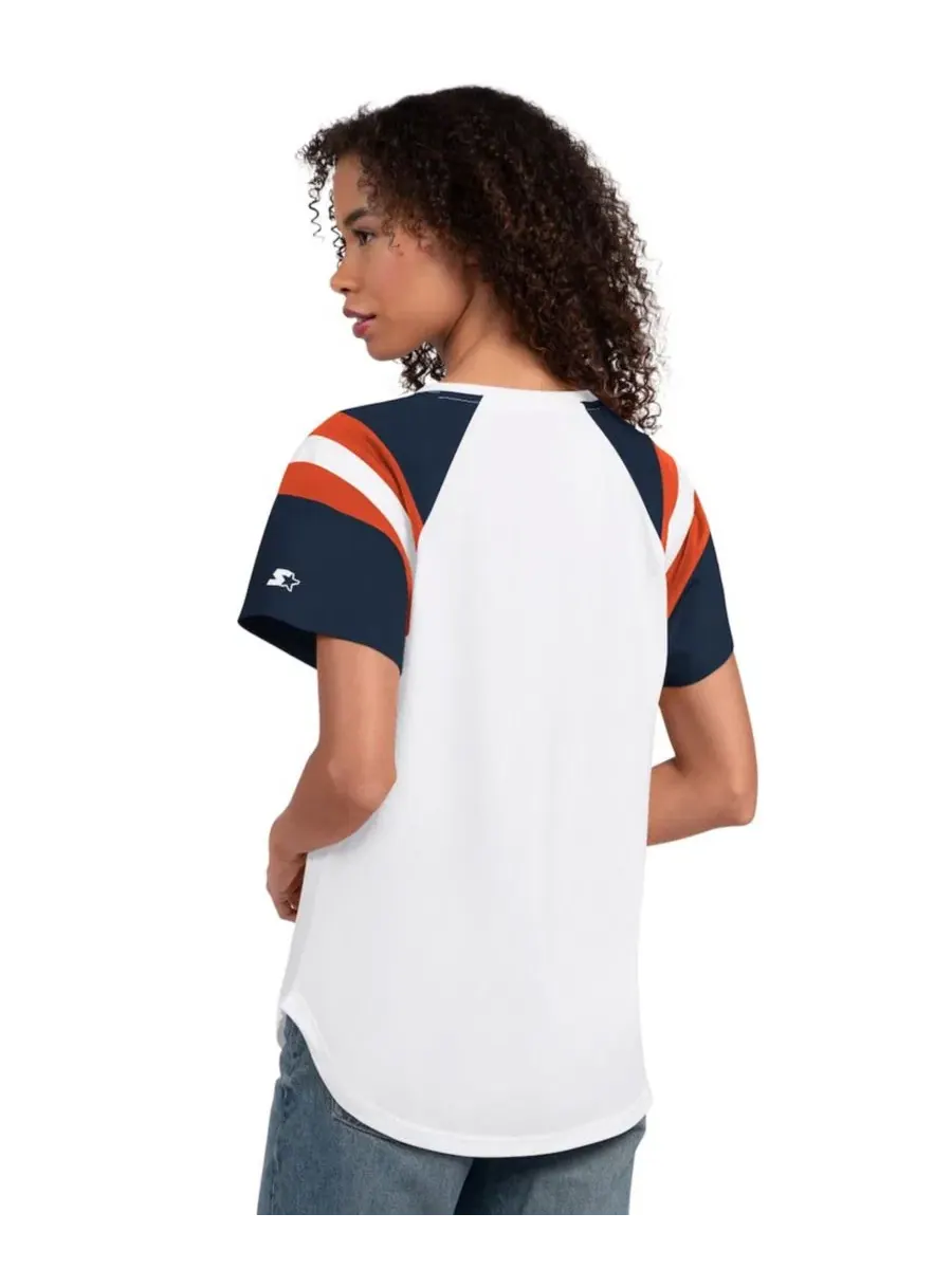 Футболка с вырезом-лодочкой Houston Astros Game On Notch Neck Raglan Starter — изображение 3 из 3, белый темно-синий