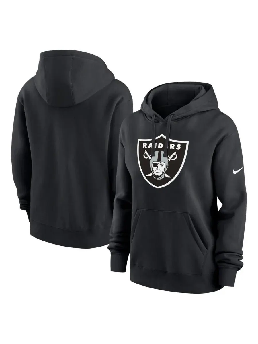 Женский худи Nike Las Vegas Raiders Club Fleece Pullover с флисовой подкладкой