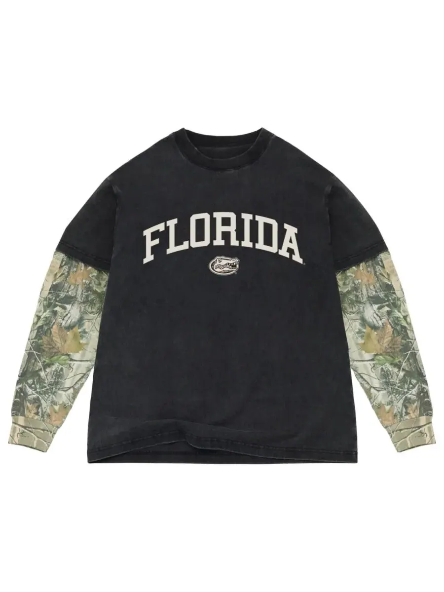 Футболка с длинным рукавом с принтом Florida Gators Back Bay Twofer Heavyweight Uscape Apparel
