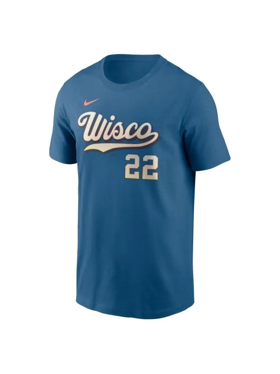 Футболка Nike Christian Yelich Mineral Blue Milwaukee Brewers 2026 City Connect — изображение 2 из 3, синий