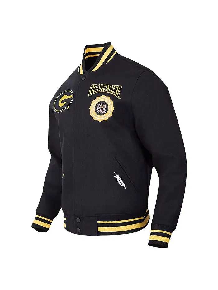 Мужская черная шерстяная куртка с молнией и гербом Grambling Tigers Pro Standard — изображение 2 из 5