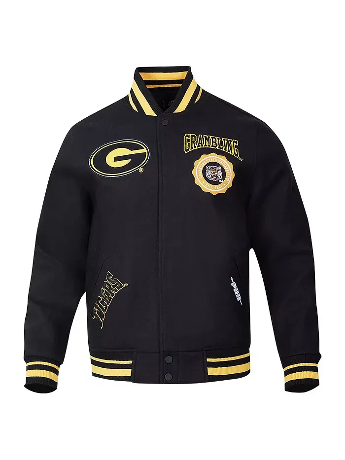 Мужская черная шерстяная куртка с молнией и гербом Grambling Tigers Pro Standard — изображение 4 из 5