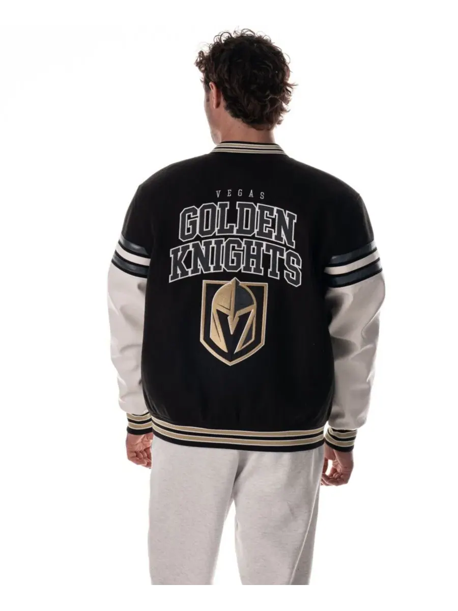 Куртка-ветровка с принтом Vegas Golden Knights, модель Drop Shoulder Full-Snap Varsity The Wild — изображение 3 из 3, черный