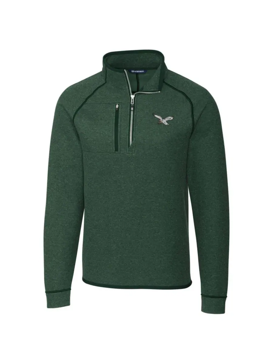 Мужская куртка-полузастежка с флисовой подкладкой Philadelphia Eagles Mainsail Cutter & Buck — изображение 2 из 3, зеленый
