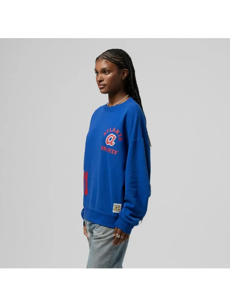 Женская толстовка с круглым вырезом Royal Atlanta Braves Cooperstown Collection Mitchell & Ness