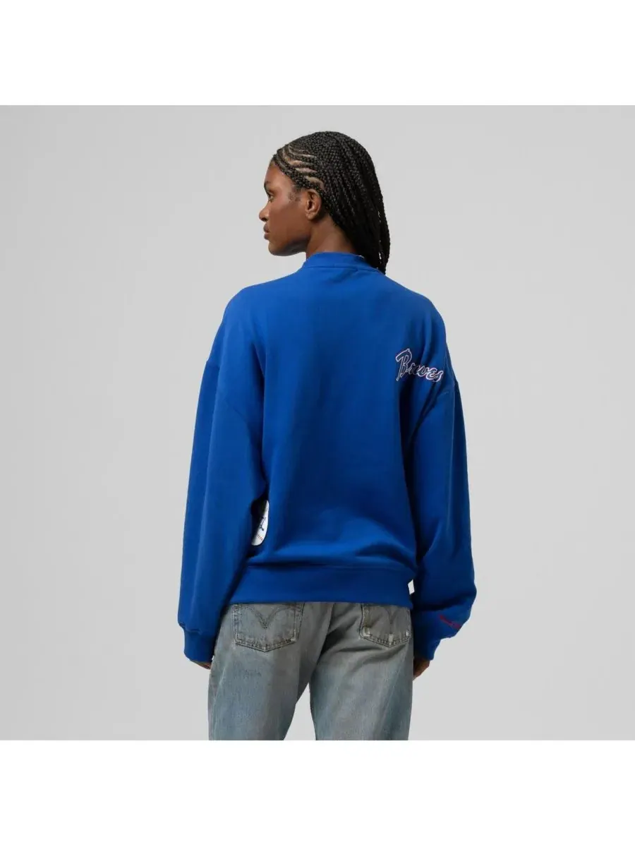Женская толстовка с круглым вырезом Royal Atlanta Braves Cooperstown Collection Mitchell & Ness — изображение 2 из 5