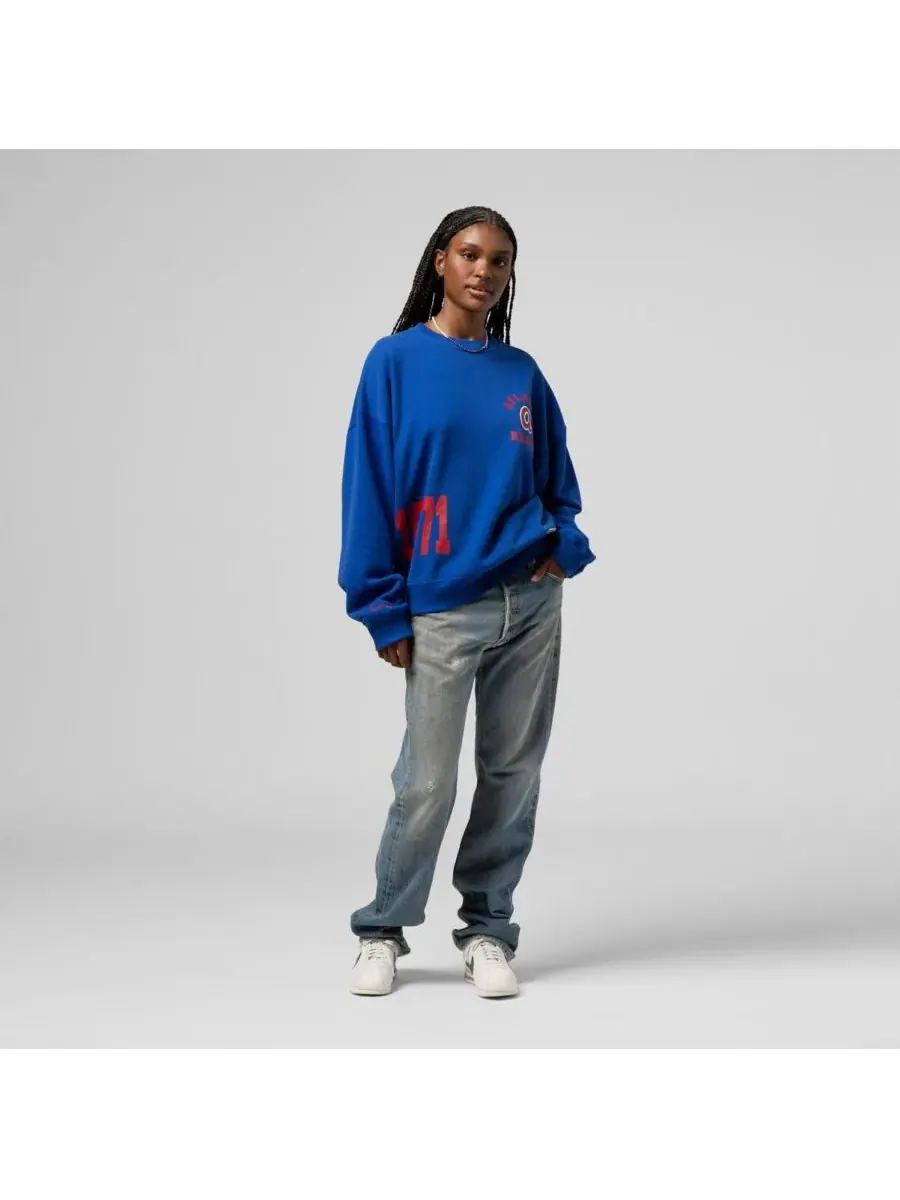 Женская толстовка с круглым вырезом Royal Atlanta Braves Cooperstown Collection Mitchell & Ness — изображение 3 из 5