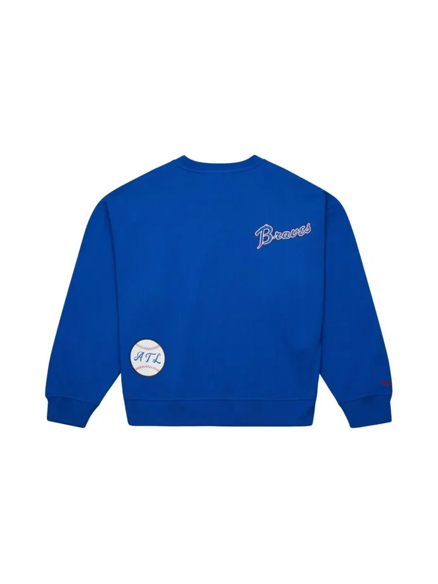 Женская толстовка с круглым вырезом Royal Atlanta Braves Cooperstown Collection Mitchell & Ness — изображение 4 из 5
