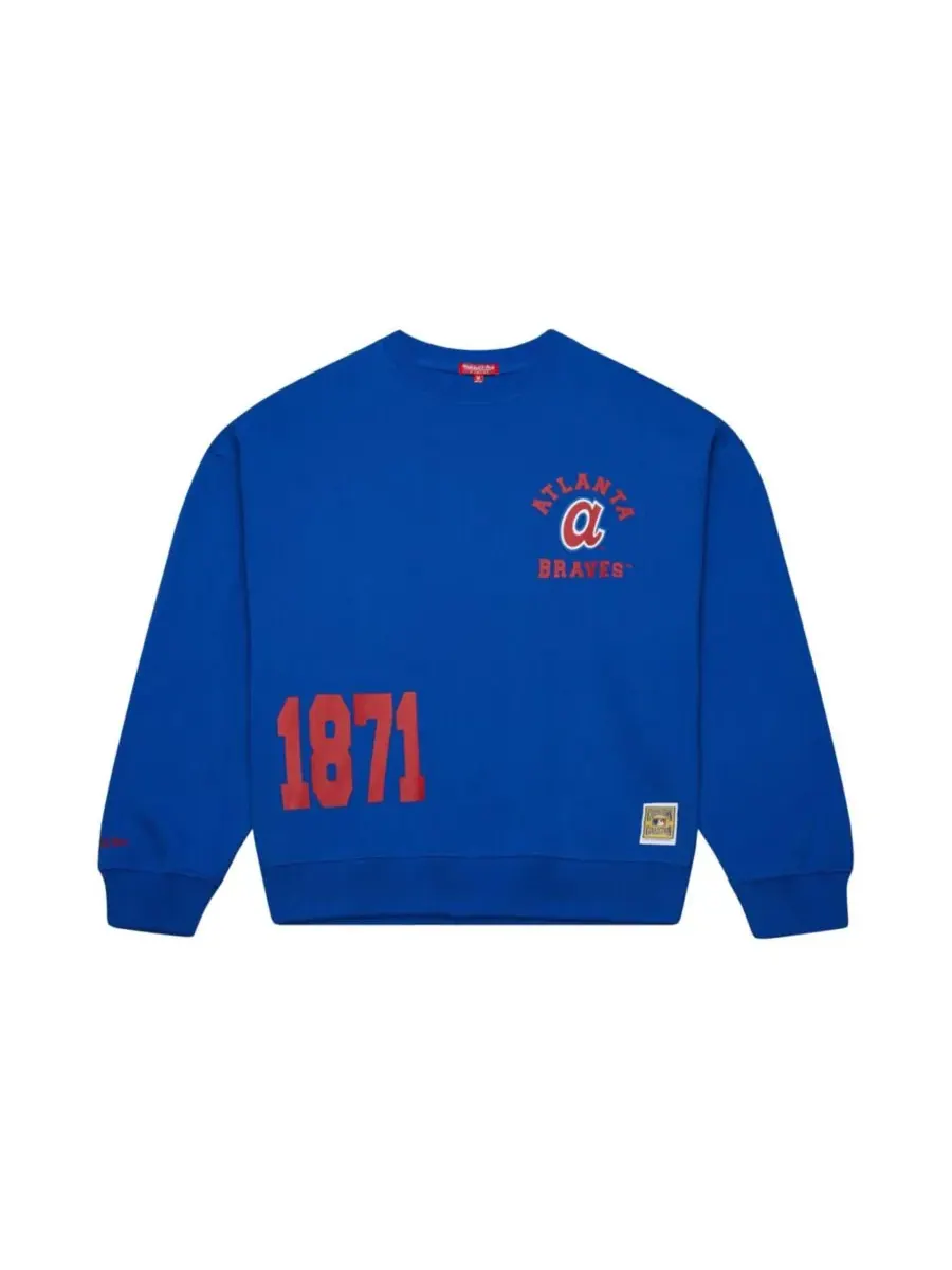 Женская толстовка с круглым вырезом Royal Atlanta Braves Cooperstown Collection Mitchell & Ness — изображение 5 из 5
