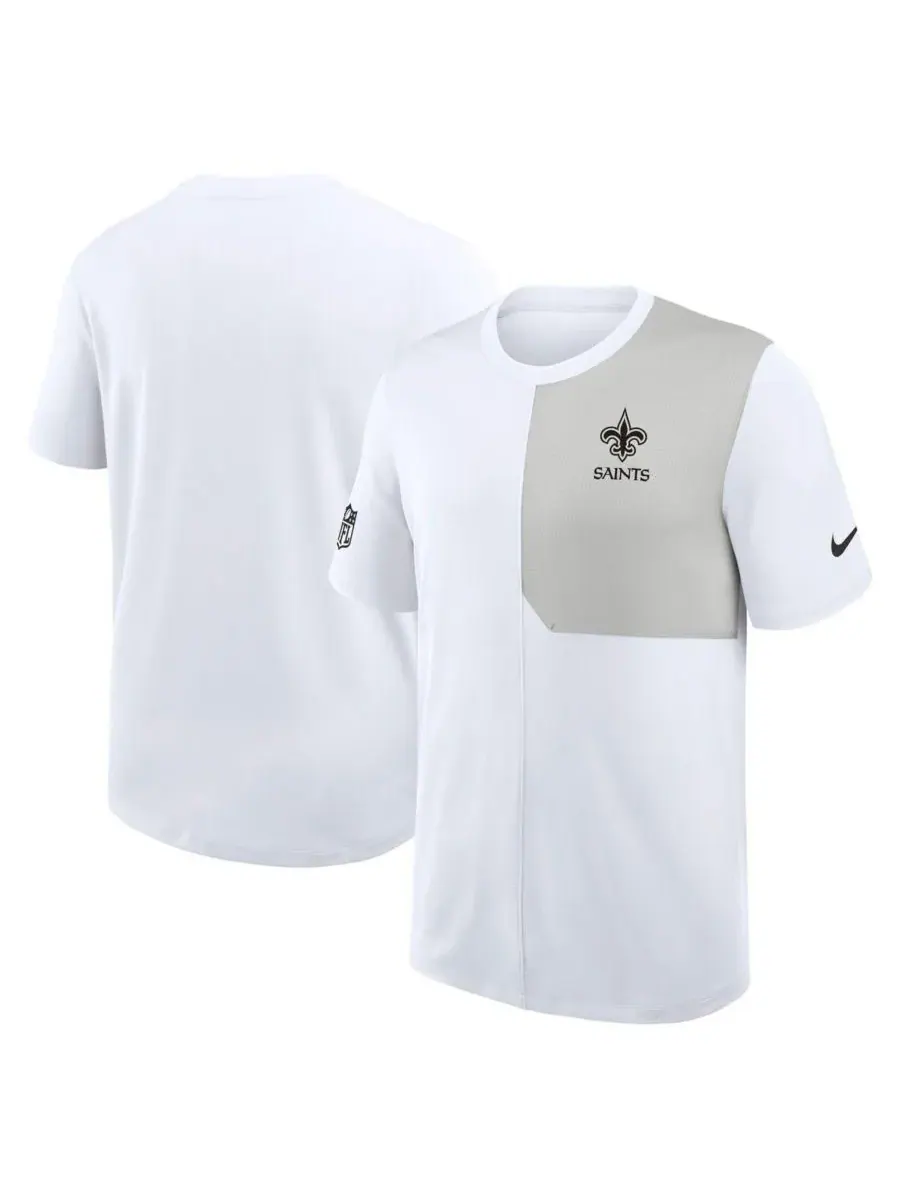 Nike Мужская белая футболка New Orleans Saints Sideline UV Performance Coach T-shirt