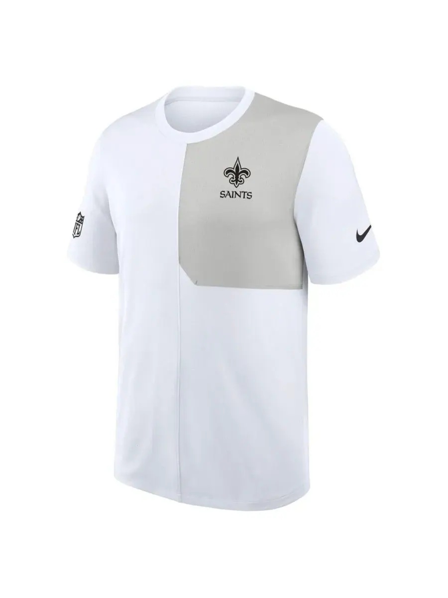 Nike Мужская белая футболка New Orleans Saints Sideline UV Performance Coach T-shirt — изображение 2 из 3, белый
