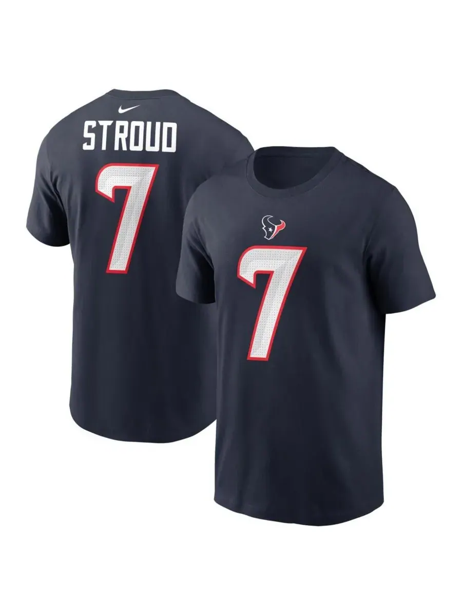 Nike Мужская красная футболка CJ Stroud с именем и номером игрока команды Houston Texans — изображение 1 из 3, темно-синий