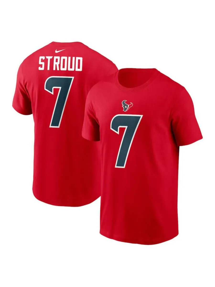 Nike Мужская красная футболка CJ Stroud с именем и номером игрока команды Houston Texans