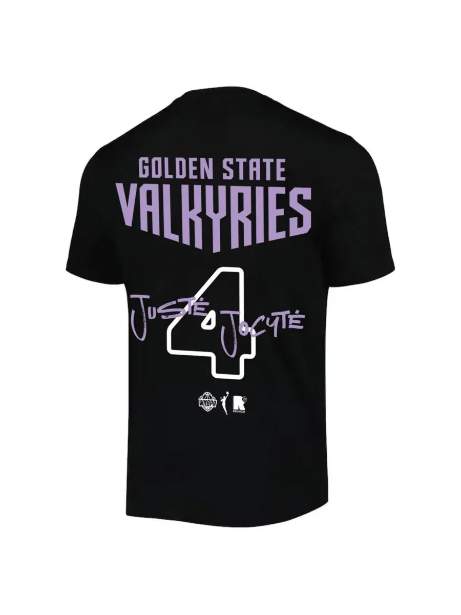 Round21 Мужская и женская футболка Juste Jocyte Black Golden State Valkyries с именем и номером — изображение 2 из 3, черный