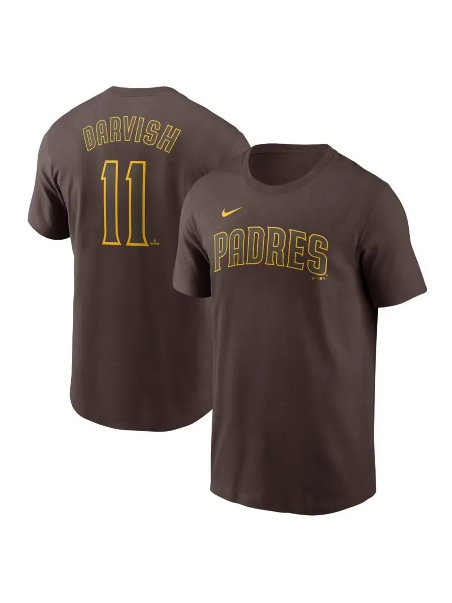 Nike Мужская футболка Yu Darvish коричневого цвета с фьюзом команды San Diego Padres и номером