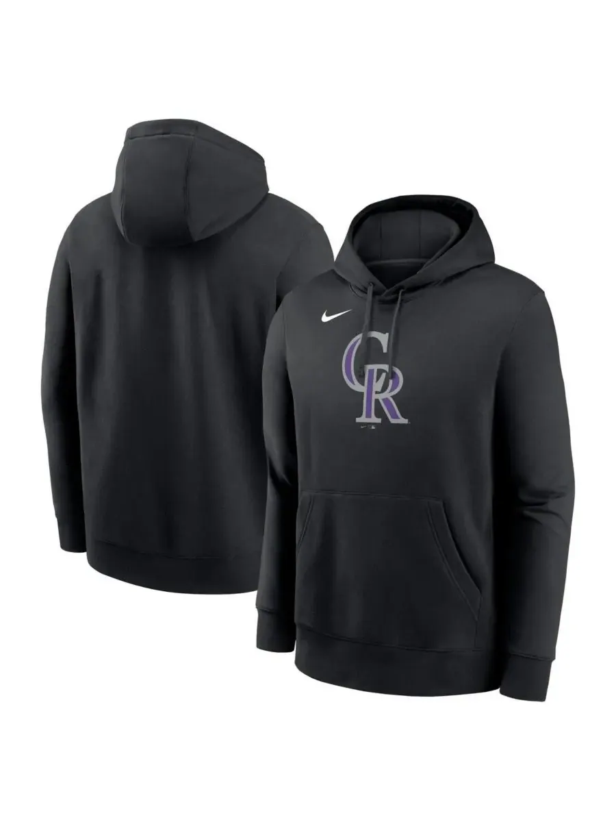 Nike Мужская черная флисовая толстовка с капюшоном и логотипом команды Colorado Rockies