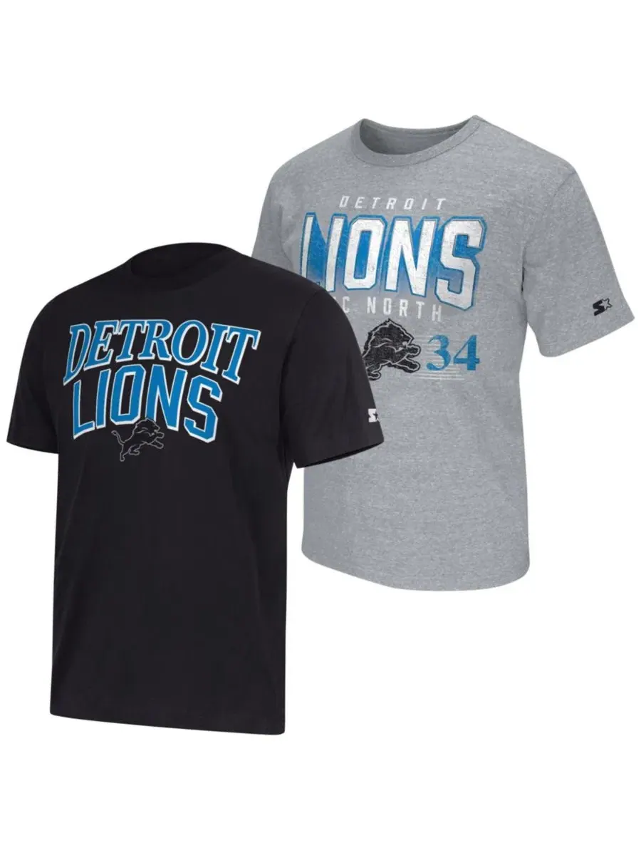Комплект из 2 футболок с принтом Detroit Lions Throwback Logo Starter