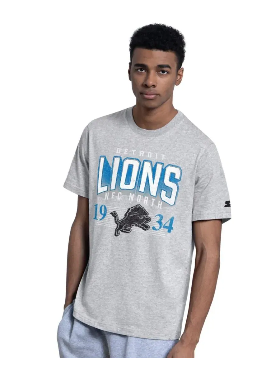 Комплект из 2 футболок с принтом Detroit Lions Throwback Logo Starter — изображение 3 из 5, черный серый
