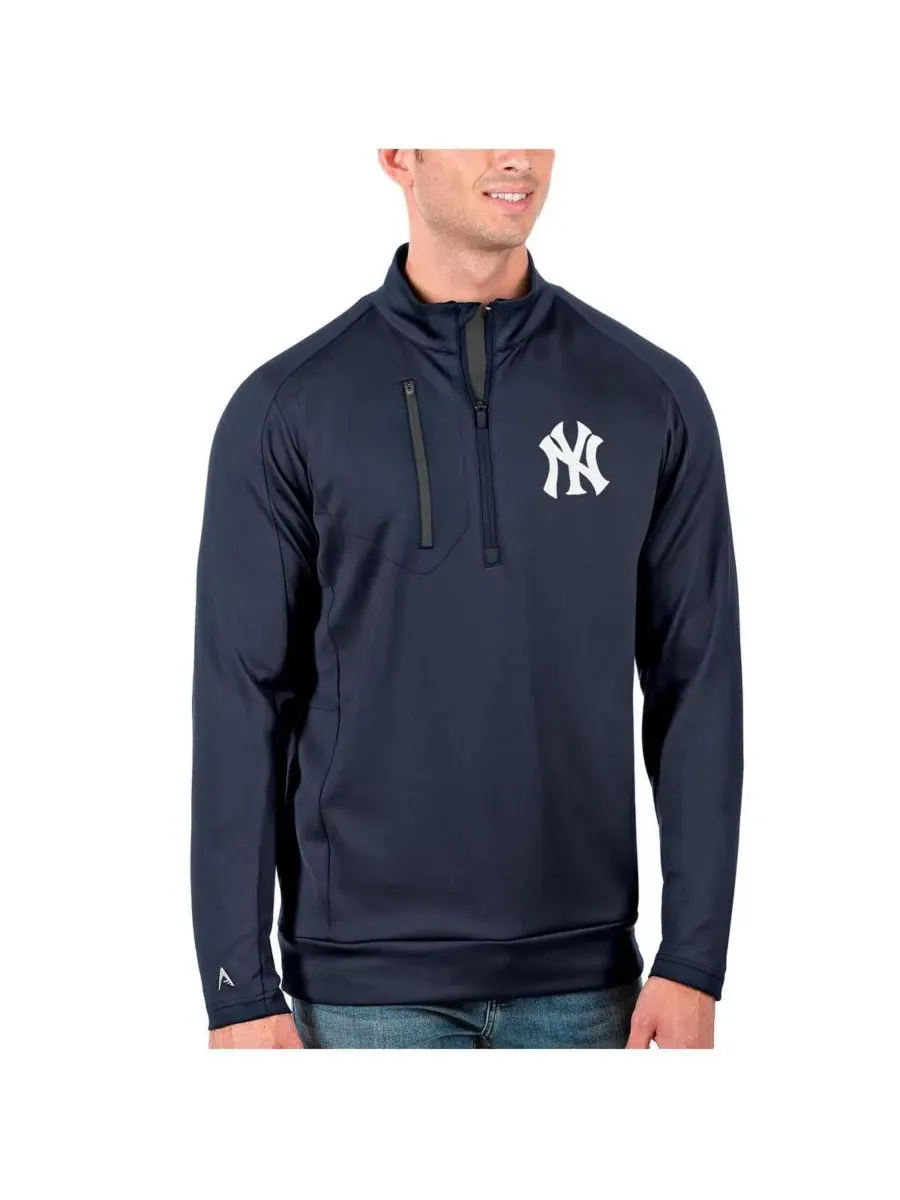 Antigua Мужская темно-синяя/серая куртка-пуловер New York Yankees Generation с застежкой-молнией до