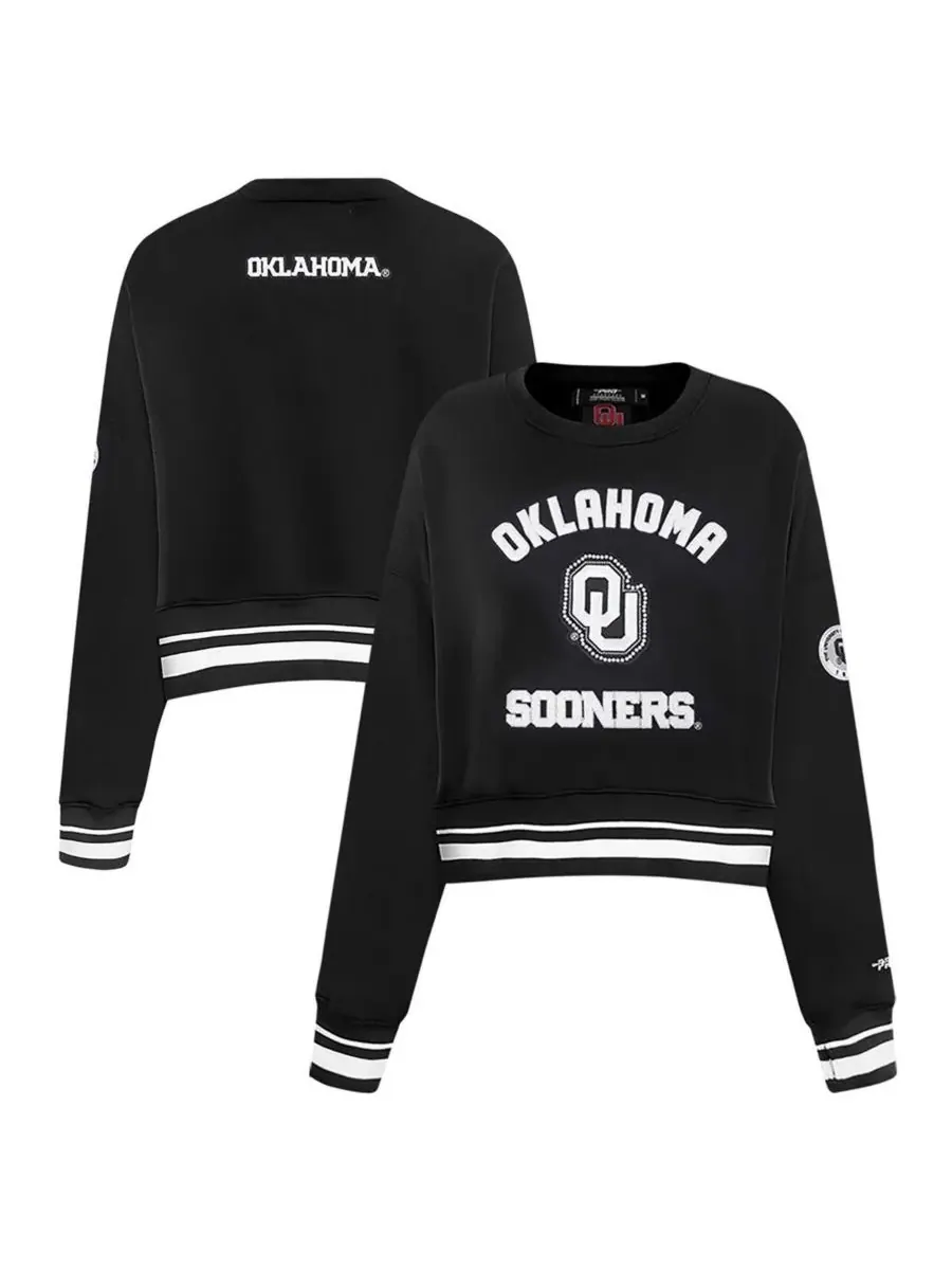 Pro Standard Женская черная укороченная толстовка Oklahoma Sooners