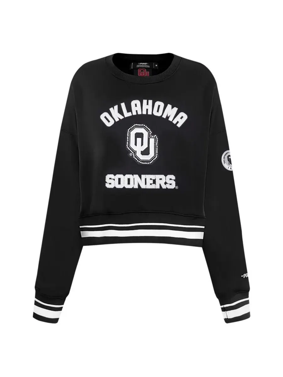 Pro Standard Женская черная укороченная толстовка Oklahoma Sooners — изображение 5 из 5, черный