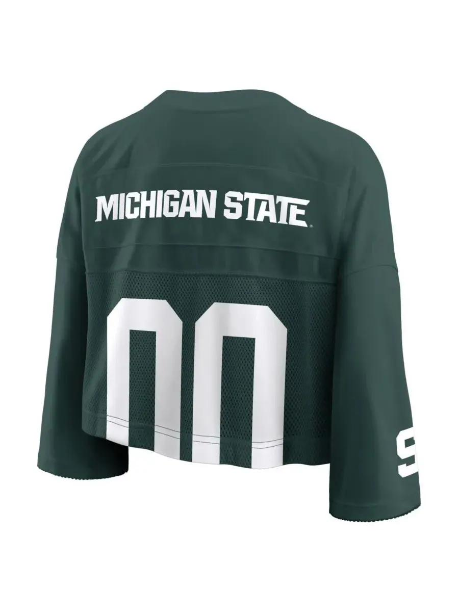 Nike Женская зеленая укороченная сетчатая футболка с символикой команды Michigan State Spartans — изображение 3 из 3, зеленый