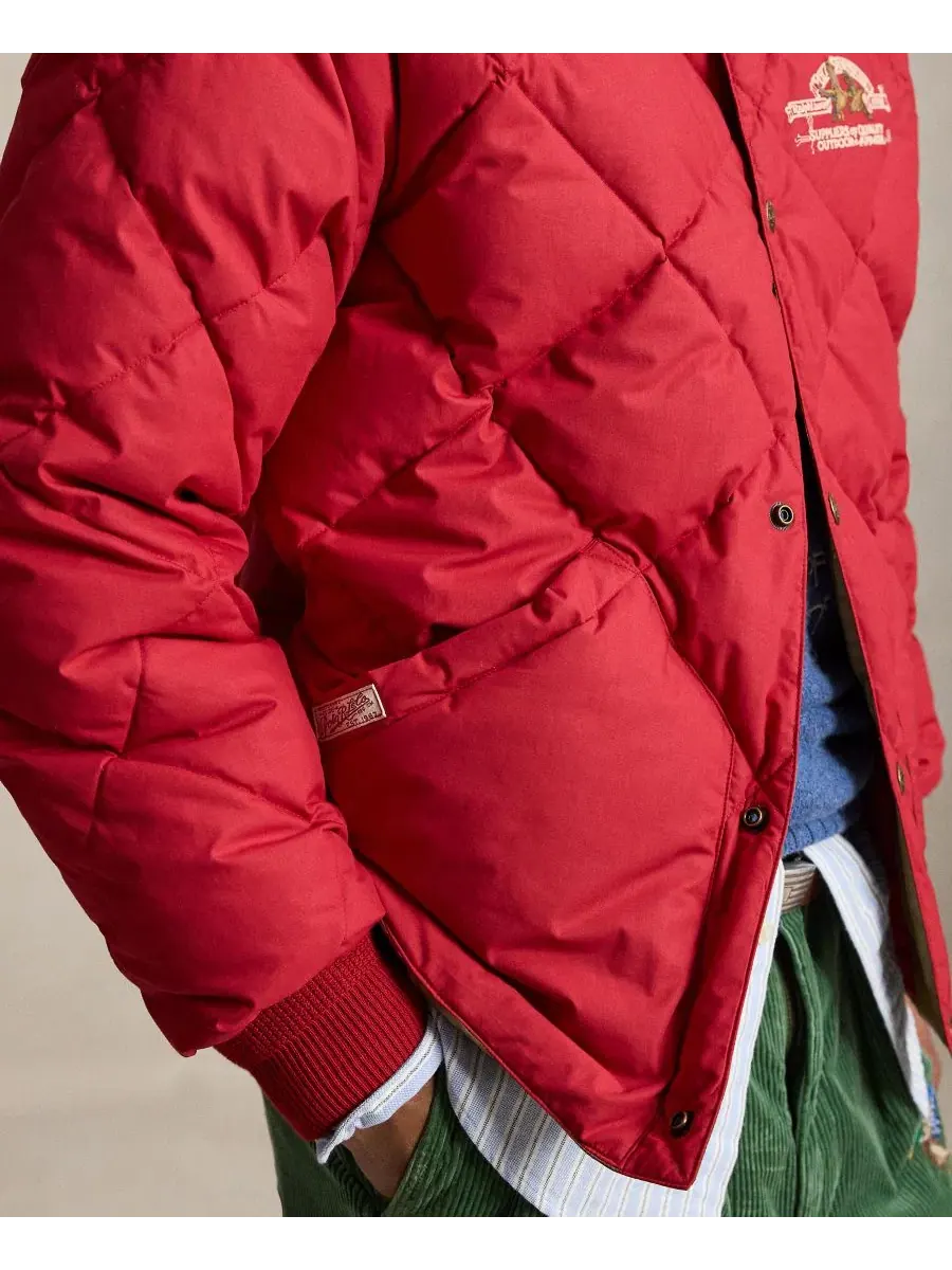 Стеганая куртка с вышивкой Polo Sportsman Polo Ralph Lauren, Sweet Tomato — изображение 3 из 6