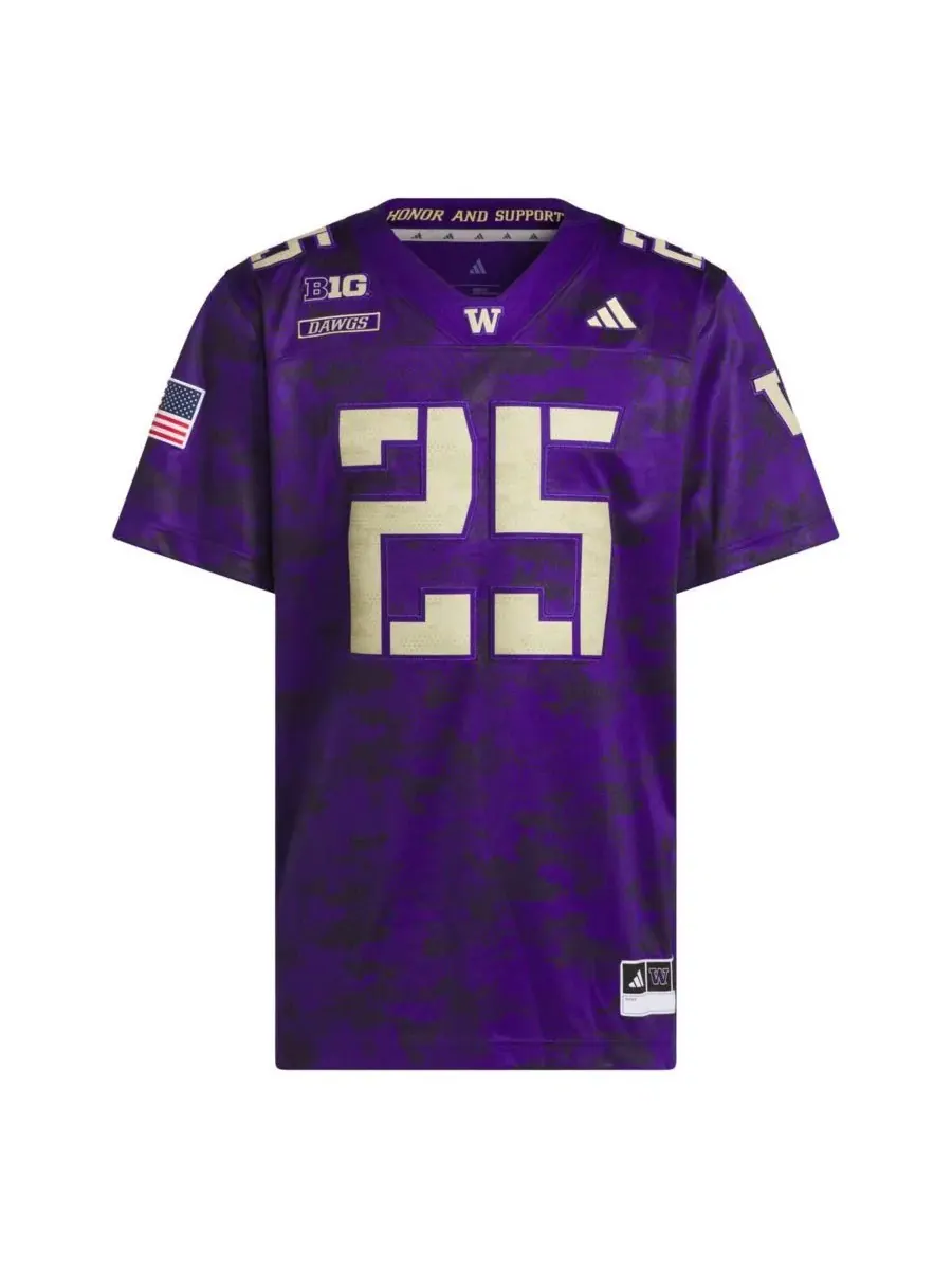Adidas Мужская фиолетовая футболка Washington Huskies Honor Support Premier Strategy — изображение 2 из 3, фиолетовый