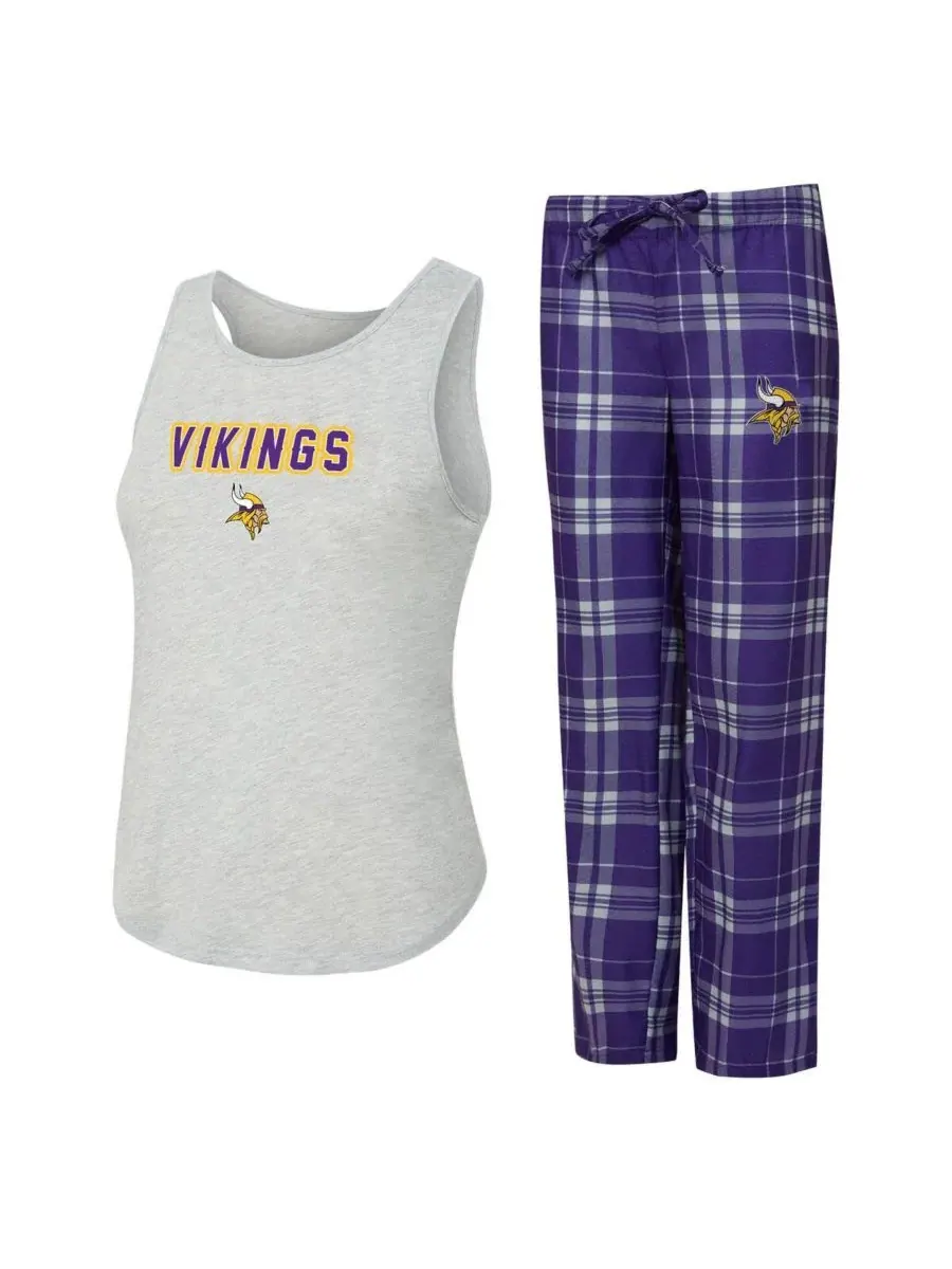 Concepts Sport Женский комплект для сна из двух предметов: майка и брюки в клетку Minnesota Vikings