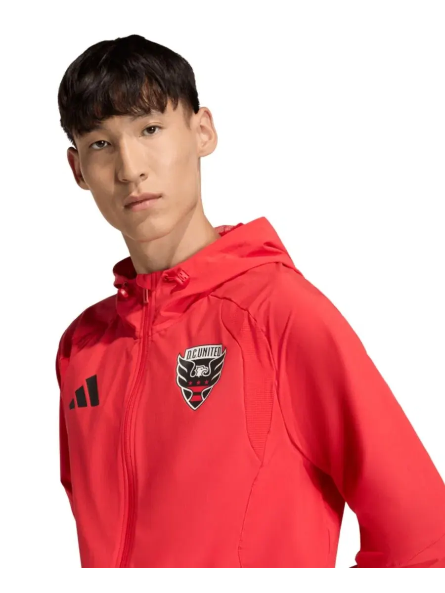 Ветровка-анорак с капюшоном и молнией Tiro Travel D.C. United adidas — изображение 4 из 5, светлый красный