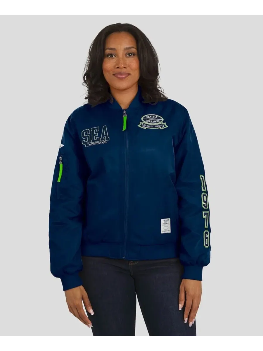 Женская куртка-бомбер с принтом Seattle Seahawks WEAR by Erin Andrews — изображение 4 из 4, темно-синий