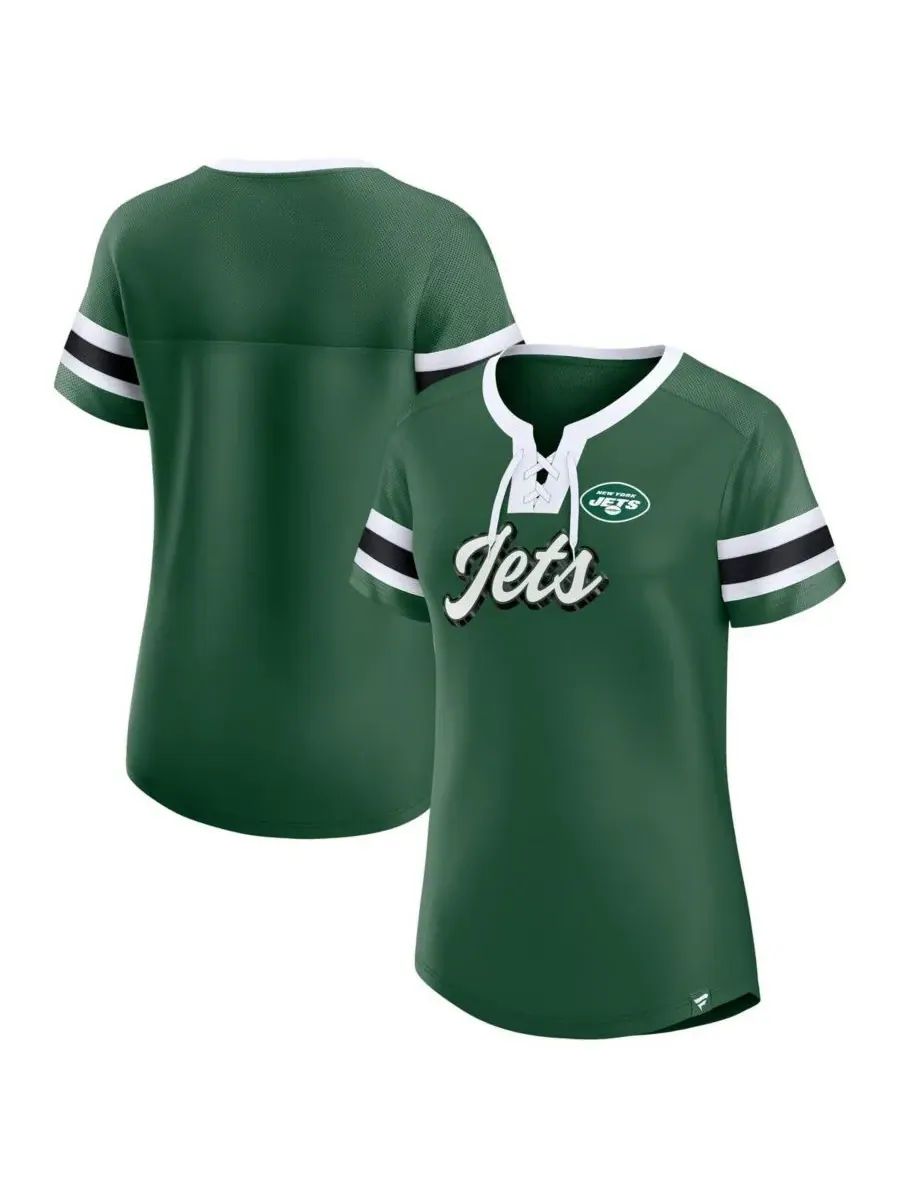 Fanatics Женская зеленая футболка New York Jets Original State на шнуровке