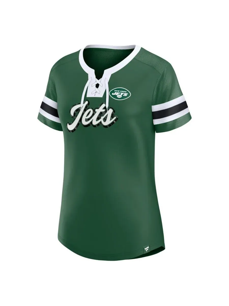 Fanatics Женская зеленая футболка New York Jets Original State на шнуровке — изображение 3 из 3, зеленый