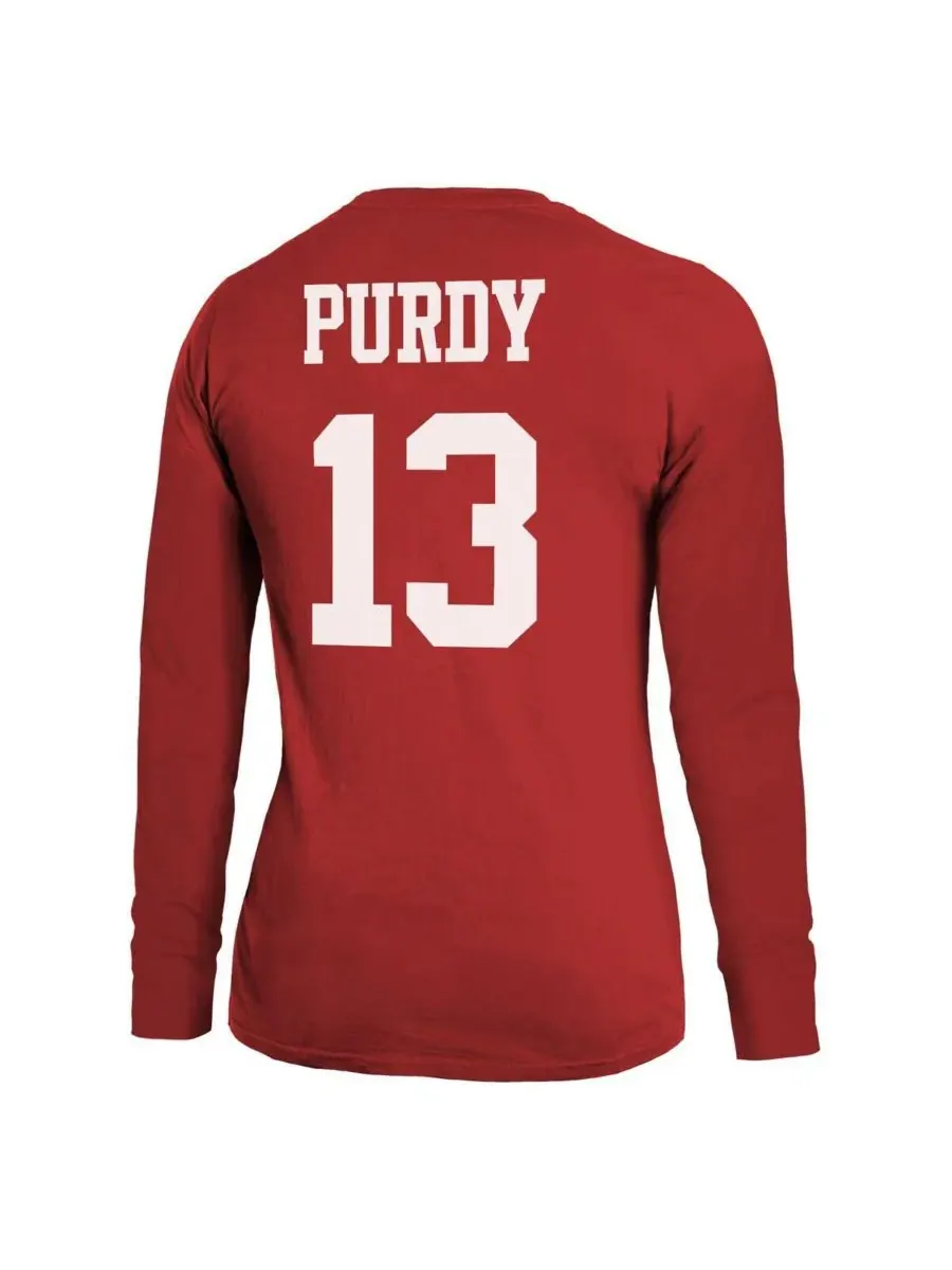 Женская футболка с длинным рукавом Brock Purdy Scarlet San Francisco 49ers с именем и номером — изображение 2 из 3, алый