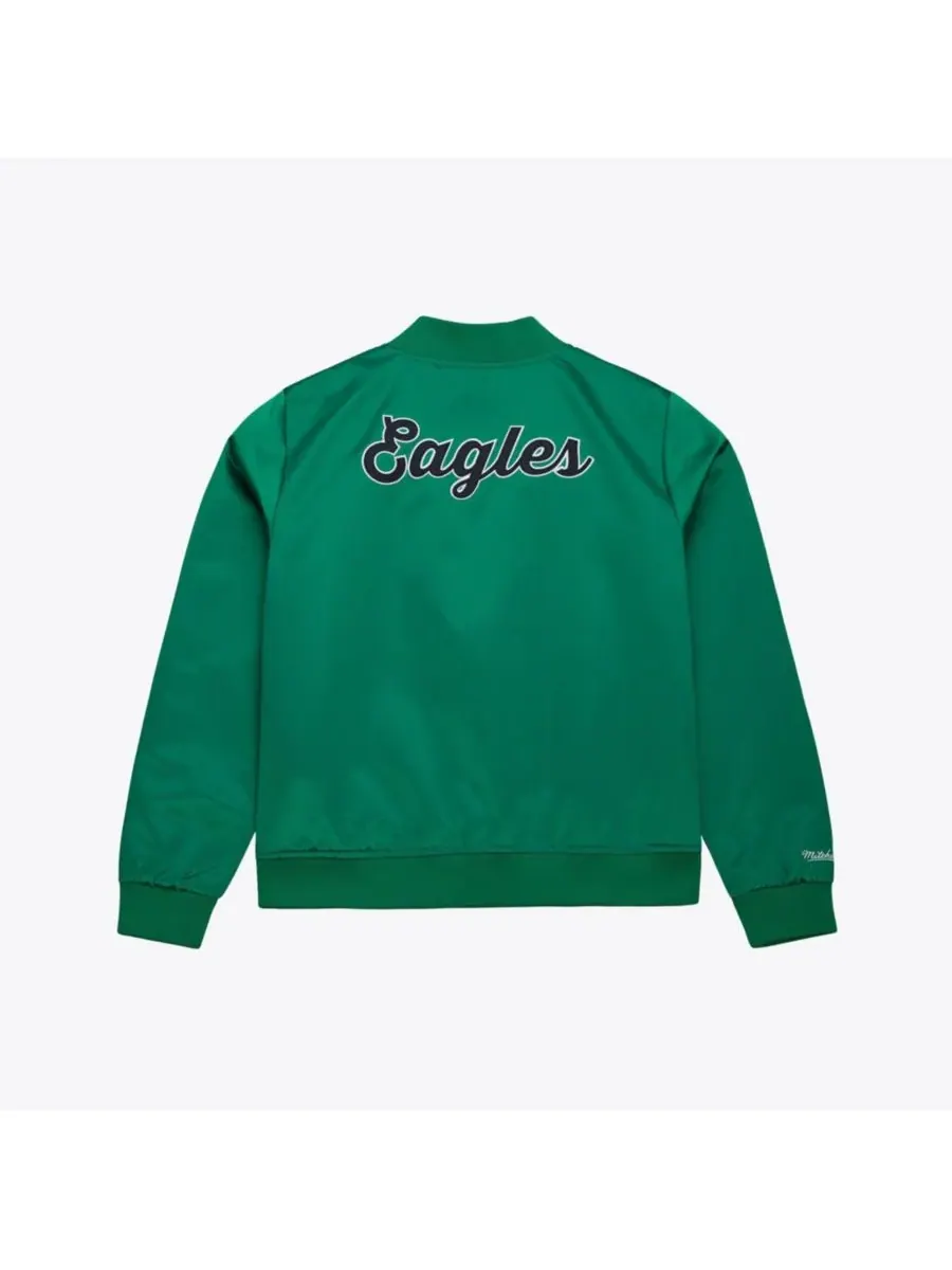 Mitchell & Ness Женская атласная куртка ярко-зеленого цвета с логотипом Philadelphia Eagles — изображение 2 из 5, зеленый
