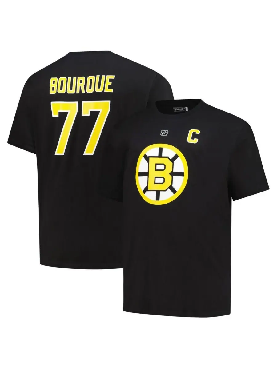 Mitchell & Ness Мужская черная футболка Ray Bourque Boston Bruins Big Tall с номером и фамилией