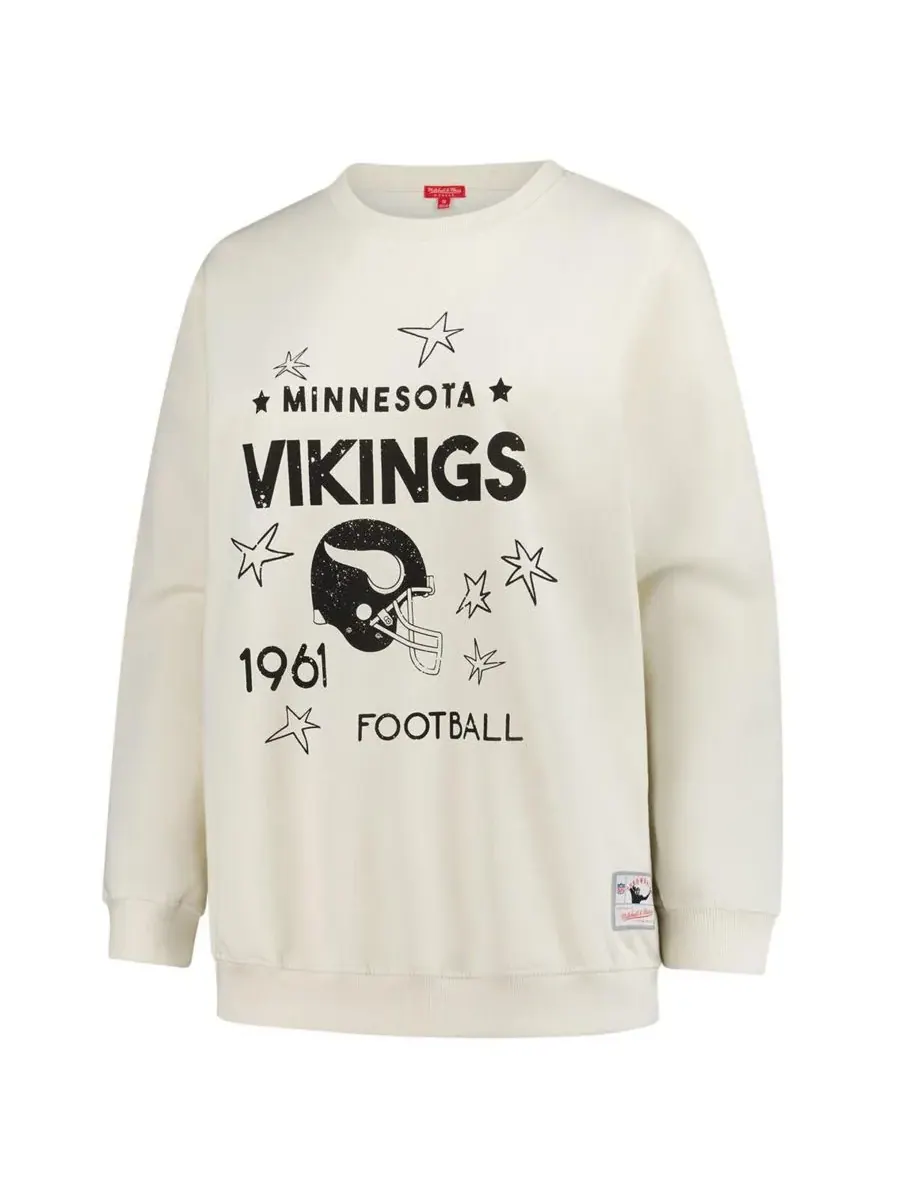 Mitchell & Ness Женская кремовая толстовка больших размеров Minnesota Vikings с изображением — изображение 3 из 3, бежевый