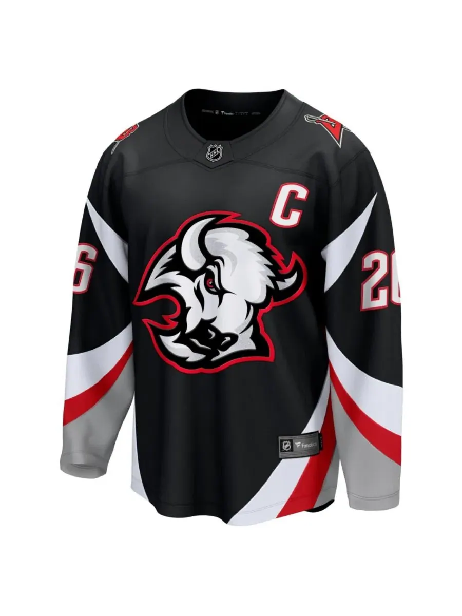 Хоккейный джерси с длинным рукавом Rasmus Dahlin Alternate Captain Patch Breakaway Fanatics — изображение 2 из 2, черный